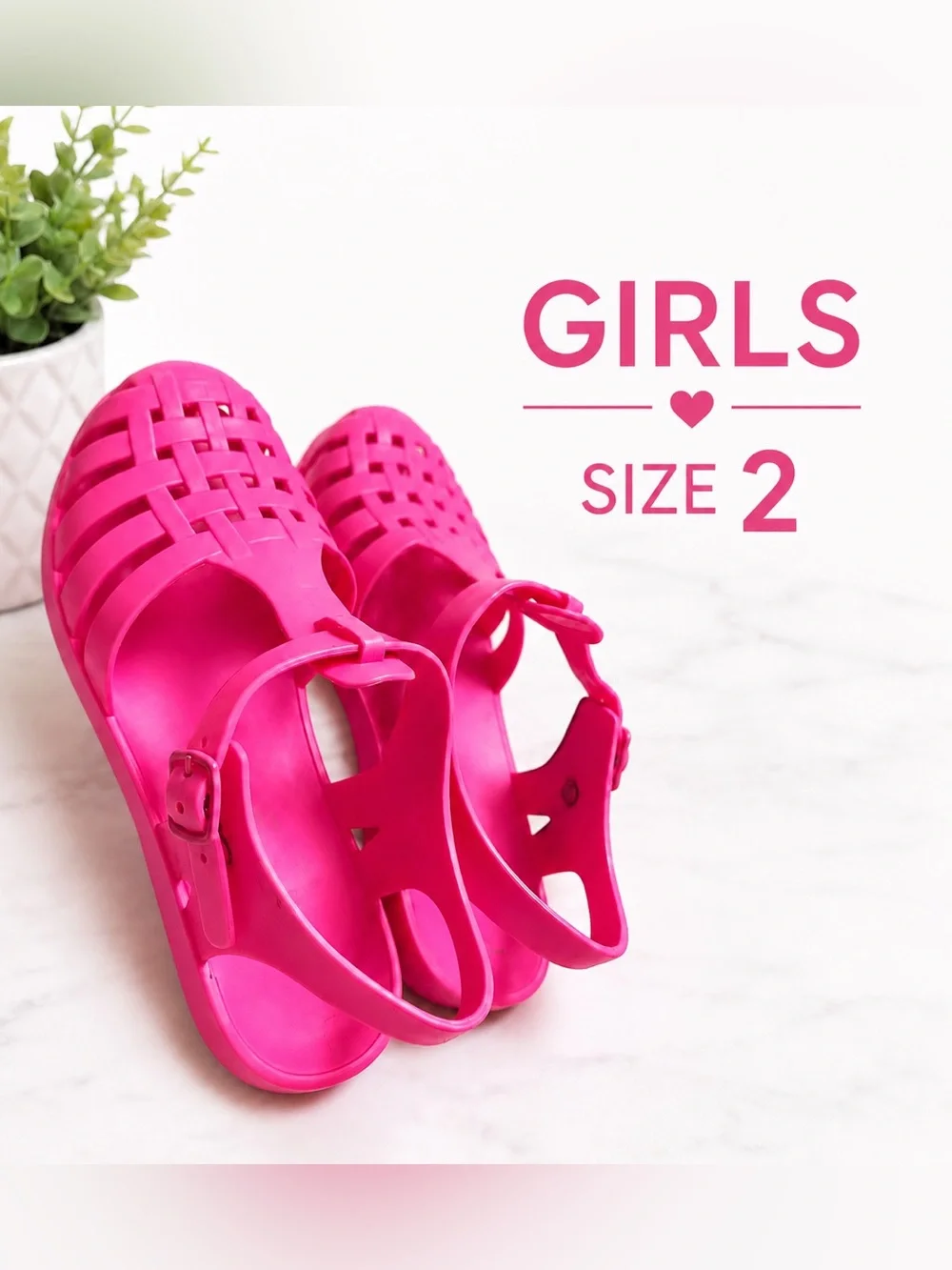 The Children’s Place Girls Jelly Sandals Size 2 Hot Pink Beach Water Shoes